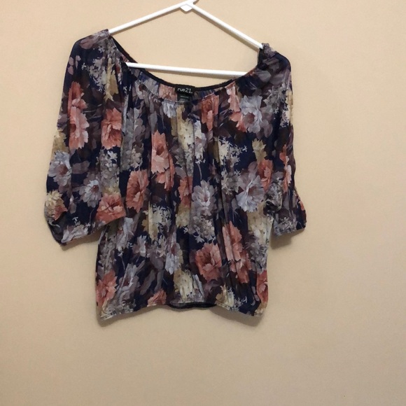 Navy flower shirt - Picture 1 of 2